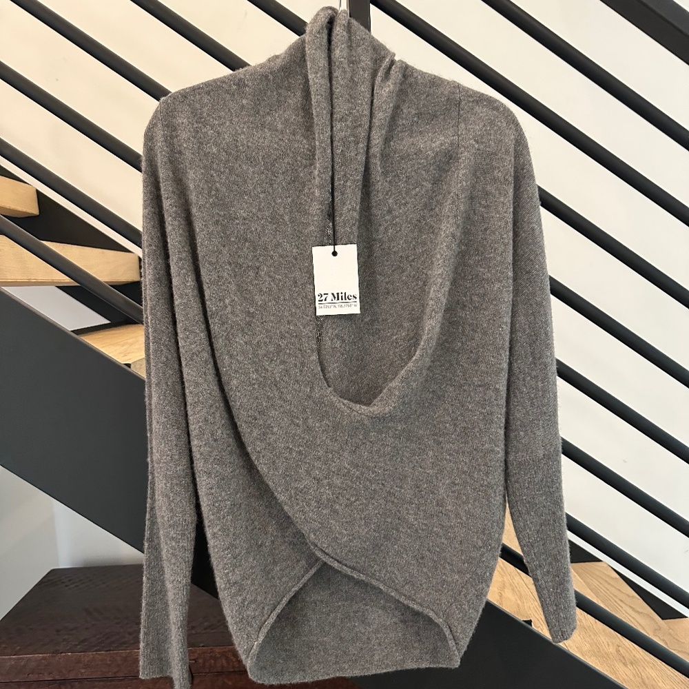 27 Miles Malibu Cashmere Grey Wrap Sweater